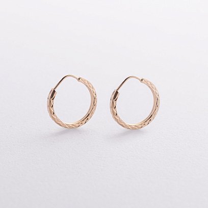 Серьги - кольца в желтом золоте (1.2 см) с07307 №4