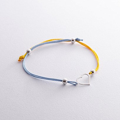 Срібний браслет "Українське серце" (блакитна та жовта нитка) 312/2 №2