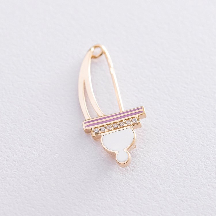 Золота шпилька (емаль, фіаніт) зак00298 від ювелірного магазину Онікс