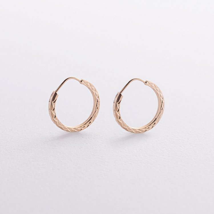 Серьги - кольца в желтом золоте (1.2 см) с07307 от ювелирного магазина Оникс - 3