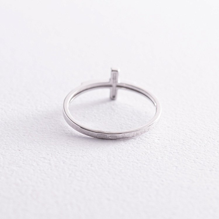 Каблучка "Хрестик" у білому золоті к07210 від ювелірного магазину Онікс - 6