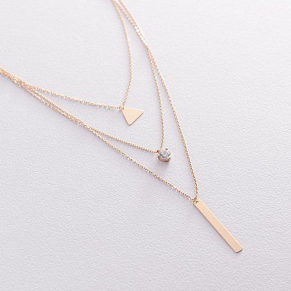 Золотое колье Геометрия (фианит) кол01788 №2