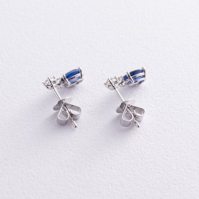 Золоті сережки - пусети з діамантами і сапфірами сб0457nl №3