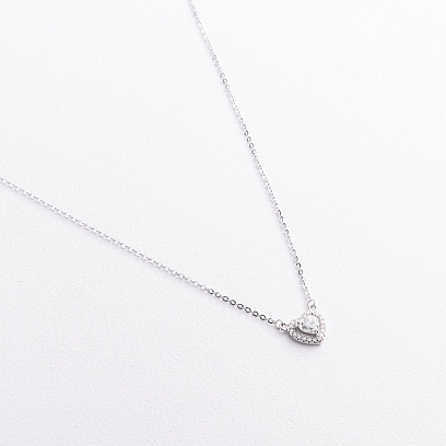 Серебряное колье "Сердечко" (муассанит) 181384 №2