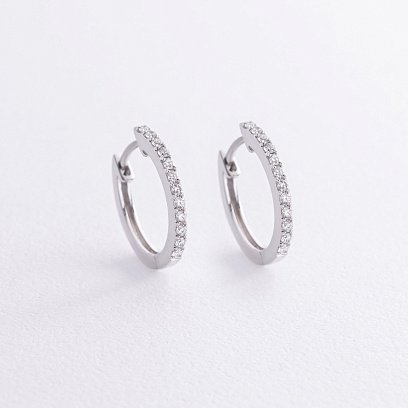 Золоті сережки - кільця з діамантами сб0541cha