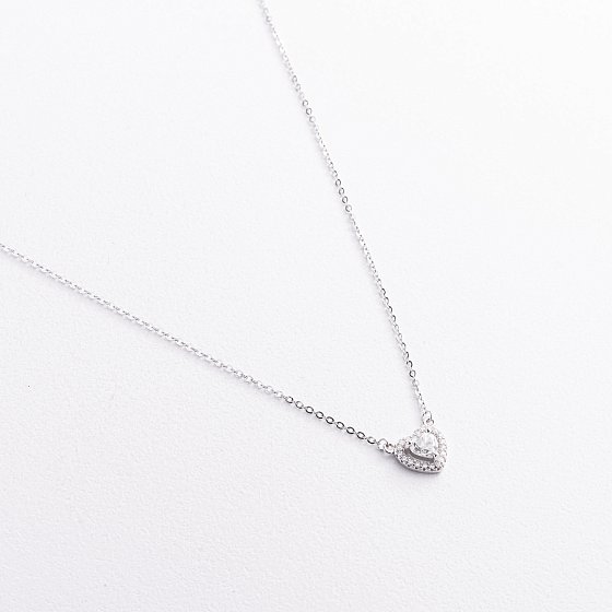 Серебряное колье "Сердечко" (муассанит) 181384 №3