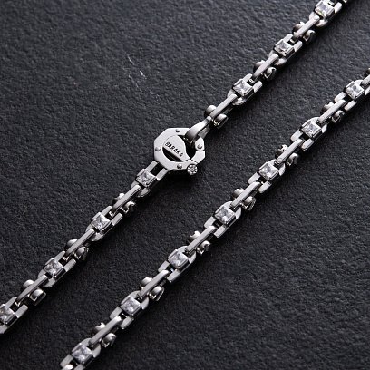 Чоловічий срібний ланцюжок з фіанітами 882