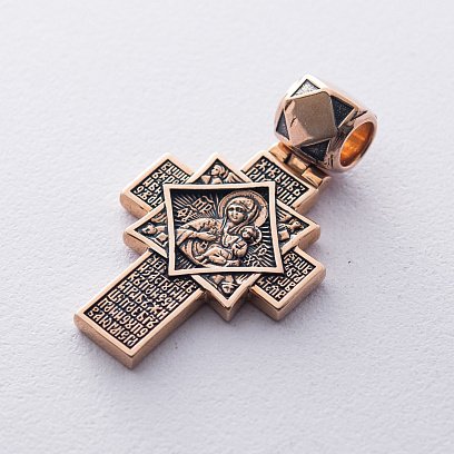 Золотий хрестик "Розп'яття. Ікона Божої Матері "Неопалима Купина" п02636 №2