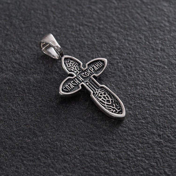 Серебряный крест "Распятие. Спаси и сохрани"  132916 от ювелирного магазина Оникс - 2