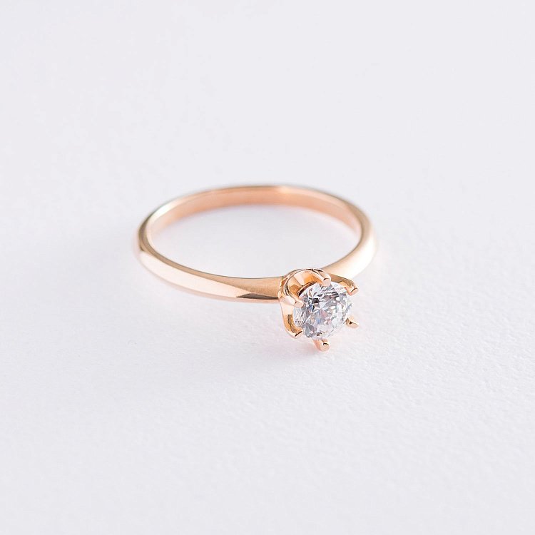 Заручальна каблучка в червоному золоті (куб. цирконій Swarovski) к06230 від ювелірного магазину Онікс - 2