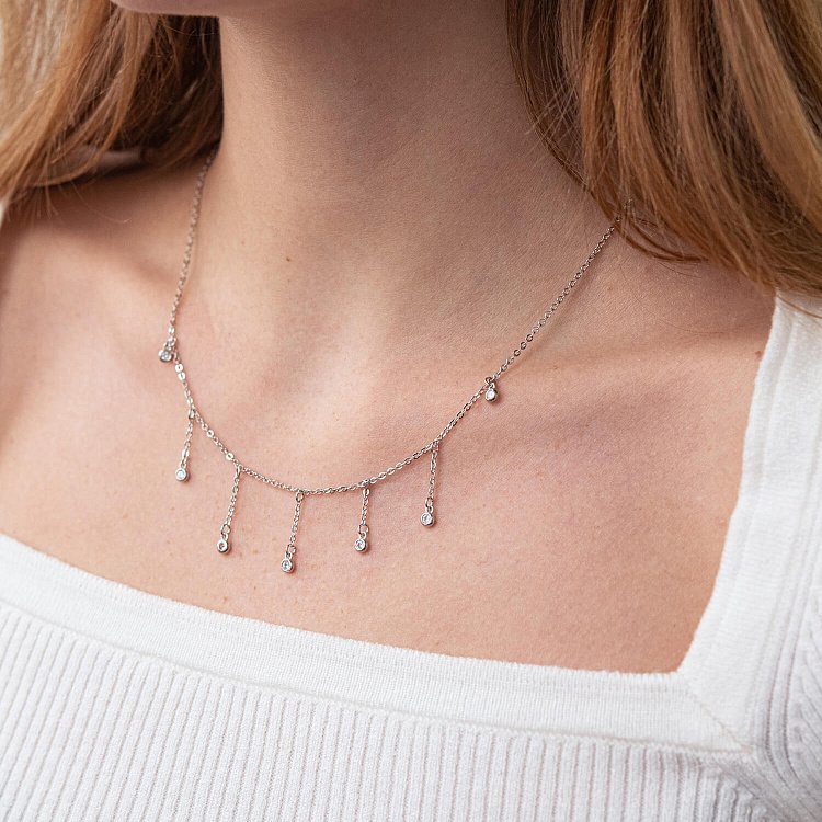 Срібне кольє "Краплі" з фіанітами 18666 від ювелірного магазину Онікс - 1