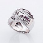 Золотое кольцо с белыми и фиолетовыми фианитами к00001ж от ювелирного магазина Оникс
