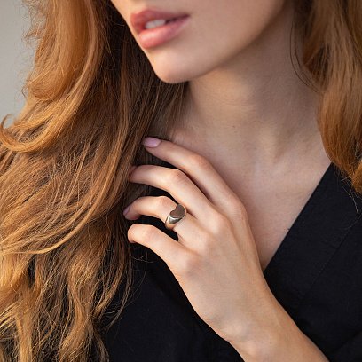 Серебряная печатка "Сердечко" (возможна гравировка) 112695 №9