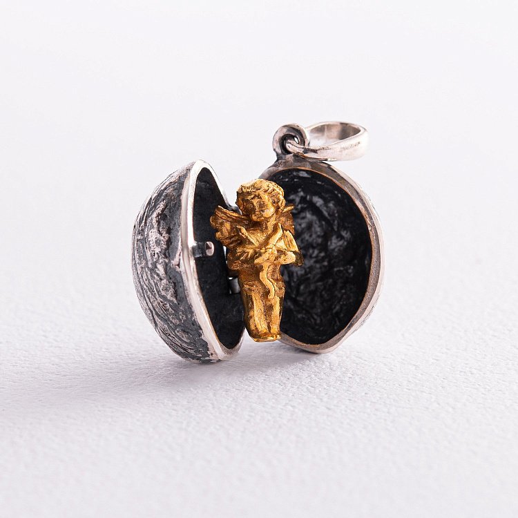 Серебряная подвеска "Купидон в орешке" ручной работы 133142 от ювелирного магазина Оникс