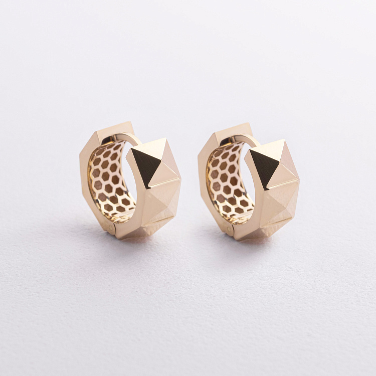 Серьги - кольца "Claire" в желтом золоте с08949 от ювелирного магазина Оникс