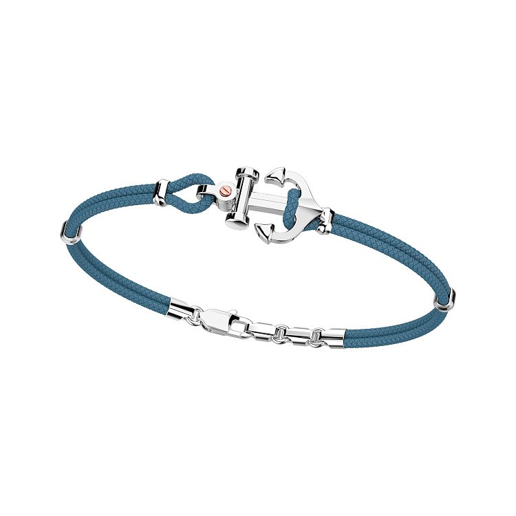 Чоловічий браслет з кевлара з сріблом і золотою вставкою "Якір" Zancan EXB619R-AV від ювелірного магазину Онікс