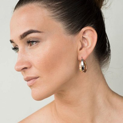 Золоті сережки-кільця без каменів с02393 №4