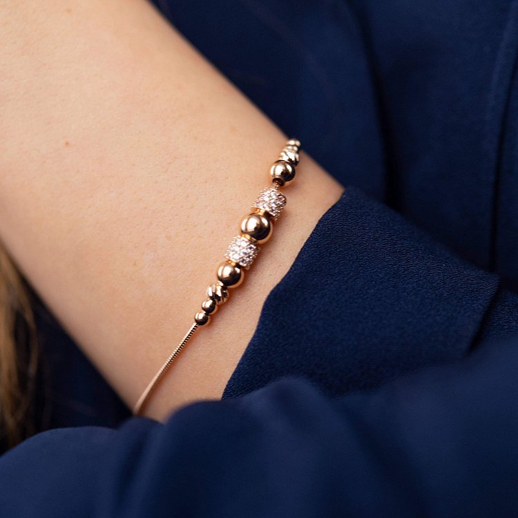 Браслет "Кульки" у червоному золоті (фіаніти) б05193 від ювелірного магазину Онікс - 3