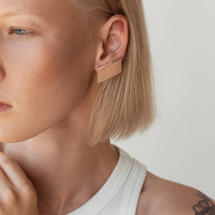 Золоті сережки - клаймбери "Камілла" з ланцюжками с07965 від ювелірного магазину Онікс - 9