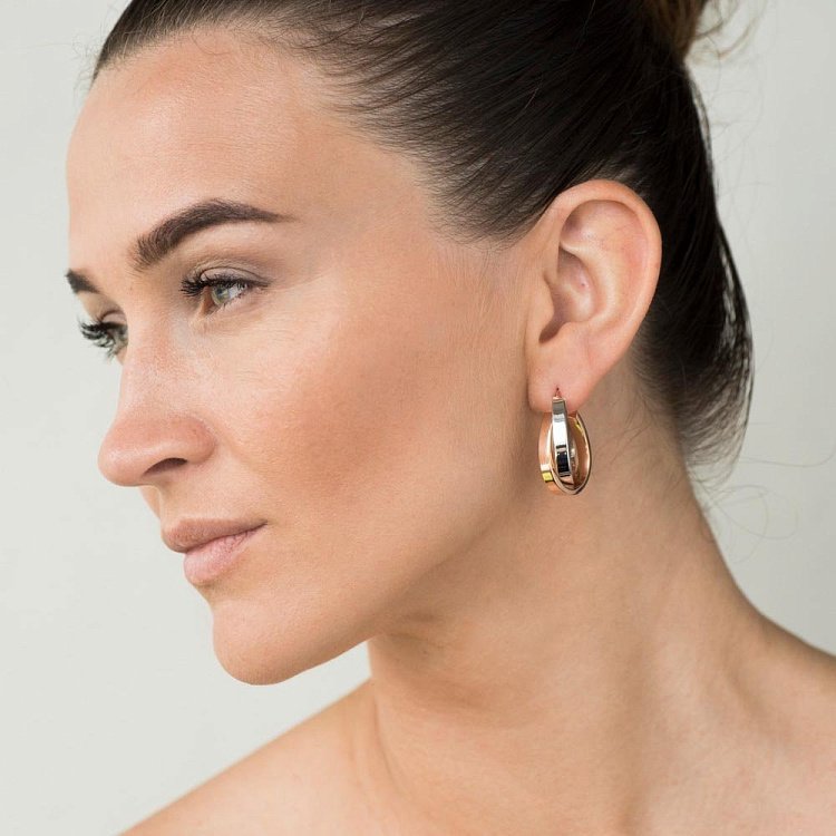 Золоті сережки-кільця без каменів с02393 від ювелірного магазину Онікс - 3