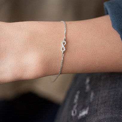 Браслет "Нескінченність" в білому золоті (фіаніти) б04691 №2