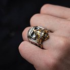 Серебряное кольцо "Череп с банданой" (чернение, позолота) 356 от ювелирного магазина Оникс - 8