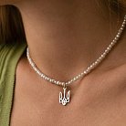 Серебряное колье "Герб Украины - Тризуб" с жемчугом 4054 от ювелирного магазина Оникс