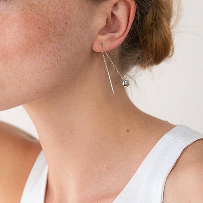 Золоті сережки - протяжки з топазами с07964 №6