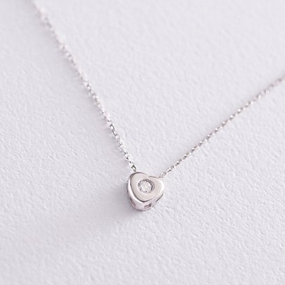 Золоте кольє "Сердечко з фіанітом" кол01621