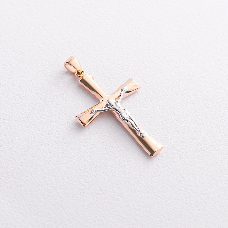 Золотий хрестик "Розп'яття. Спаси і Збережи" п04101 від ювелірного магазину Онікс