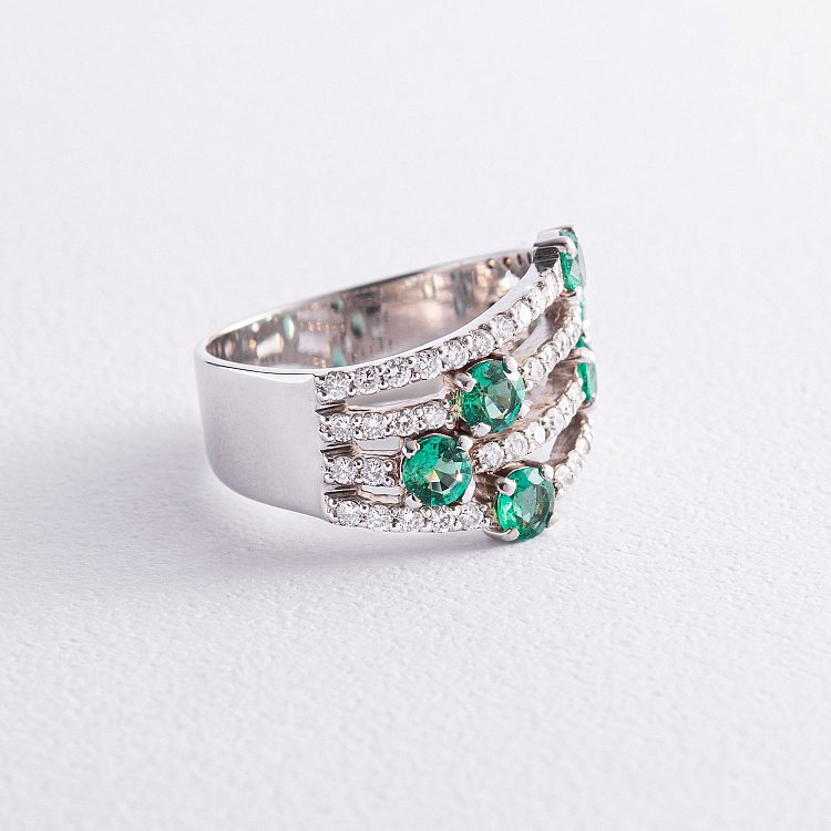 Золотое кольцо с бриллиантами и изумрудами 762пр от ювелирного магазина Оникс - 6