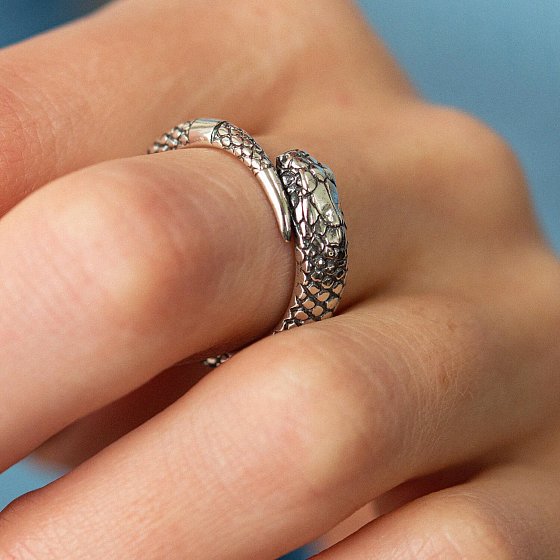 Серебряное кольцо "Змей Уроборос" 112682 №2