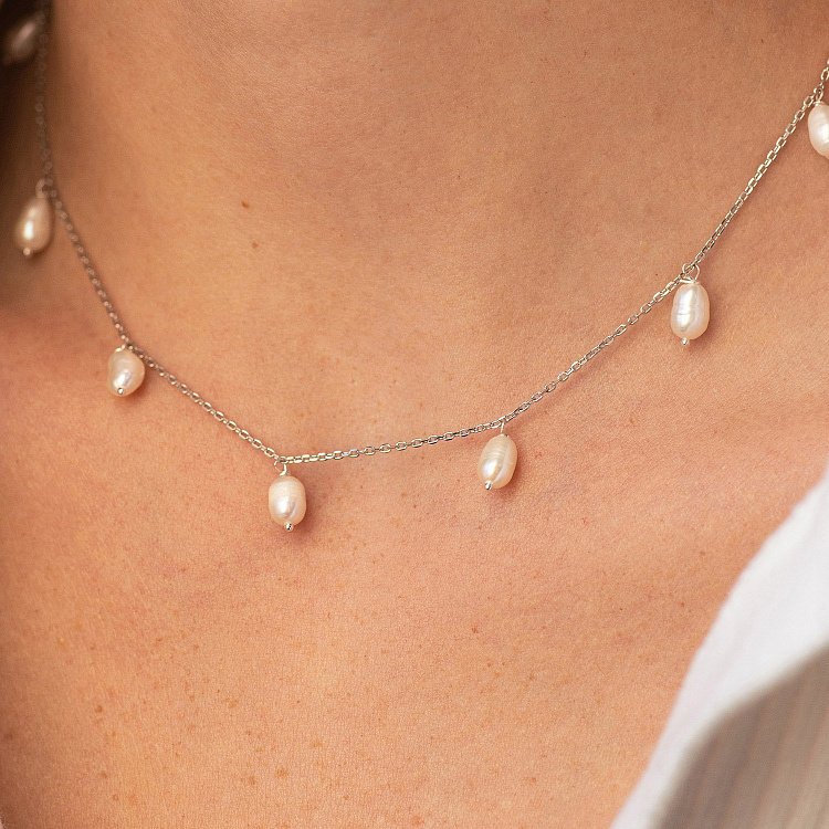 Серебряное колье с жемчугом 908-01430 от ювелирного магазина Оникс - 4