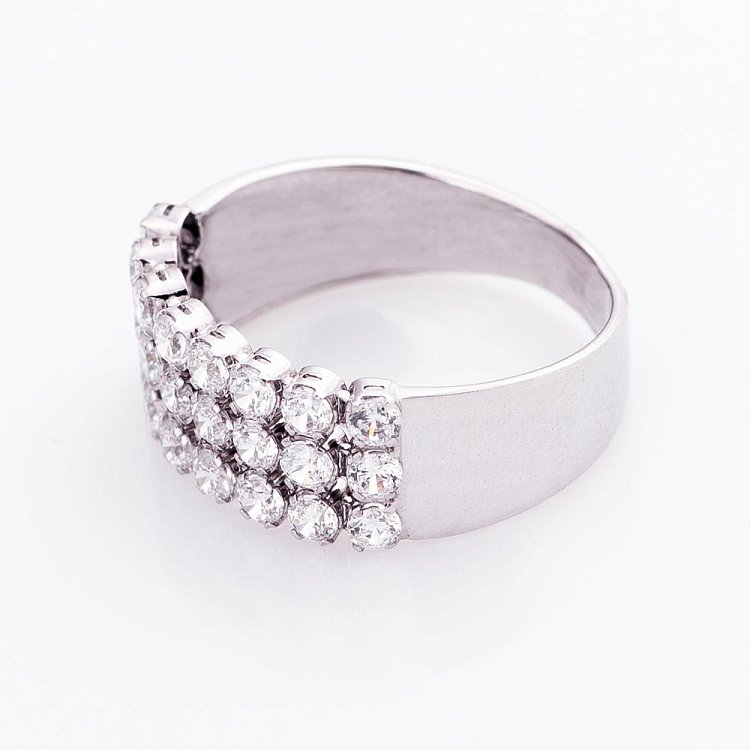 Золота каблучка з фіанітами к05048 від ювелірного магазину Онікс - 1