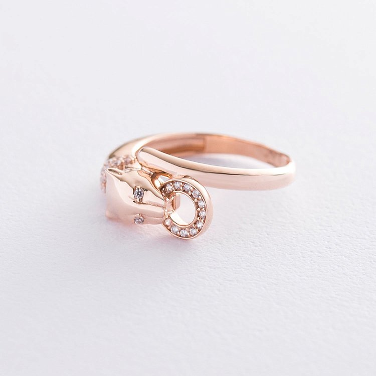 Золотое кольцо "Пантера" (фианиты) к06561 от ювелирного магазина Оникс