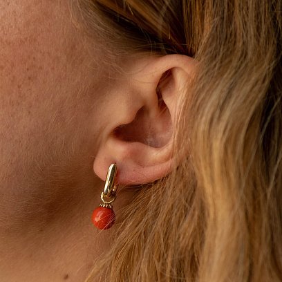 Серьги с кораллом (желтое золото) с08548 №2