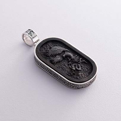 Серебряный кулон "Св. Георгий Подебедоносец" с эбеновым деревом 950 №3