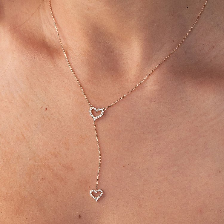 Золоте кольє "Сердечка" з фіанітами кол02005 від ювелірного магазину Онікс - 6