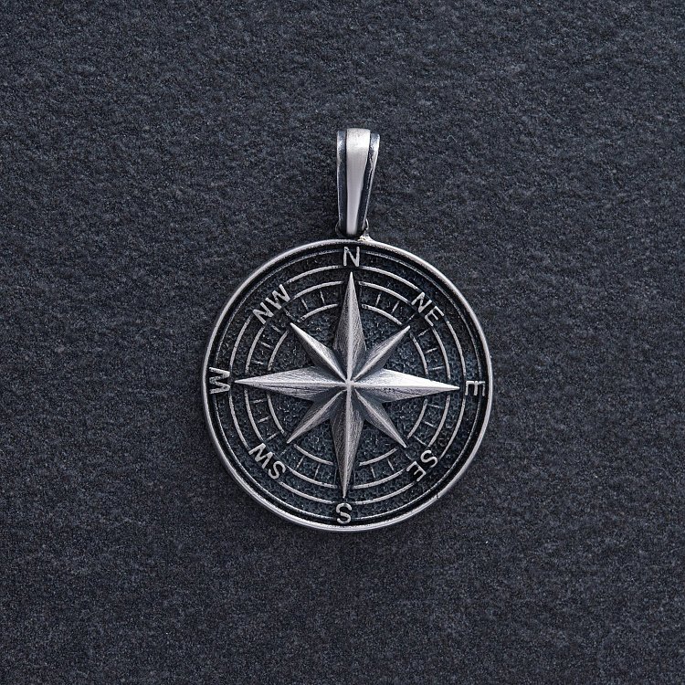 Серебряный кулон "Компас. Полярная звезда" 133186 от ювелирного магазина Оникс