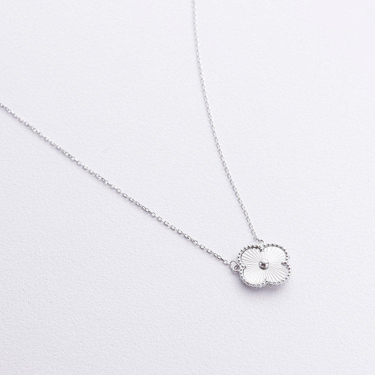 Колье "Клевер" в белом золоте кол02575 от ювелирного магазина Оникс - 2