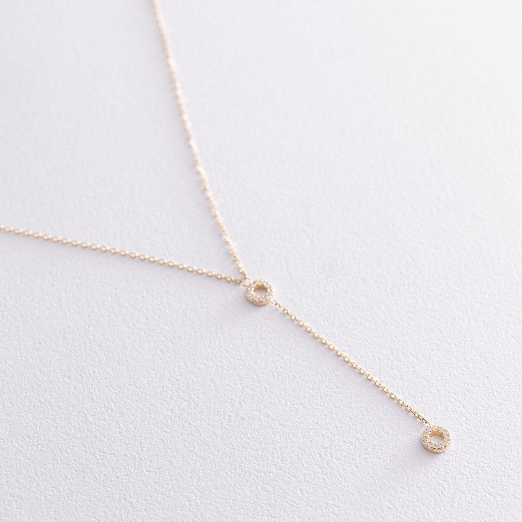 Колье "Кружочки" в желтом золоте (фианиты) кол01824 от ювелирного магазина Оникс