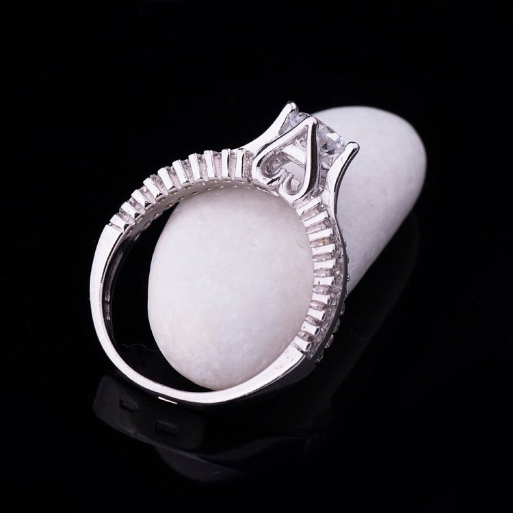 Срібний перстень (фіаніти, родій) 111206 від ювелірного магазину Онікс - 3