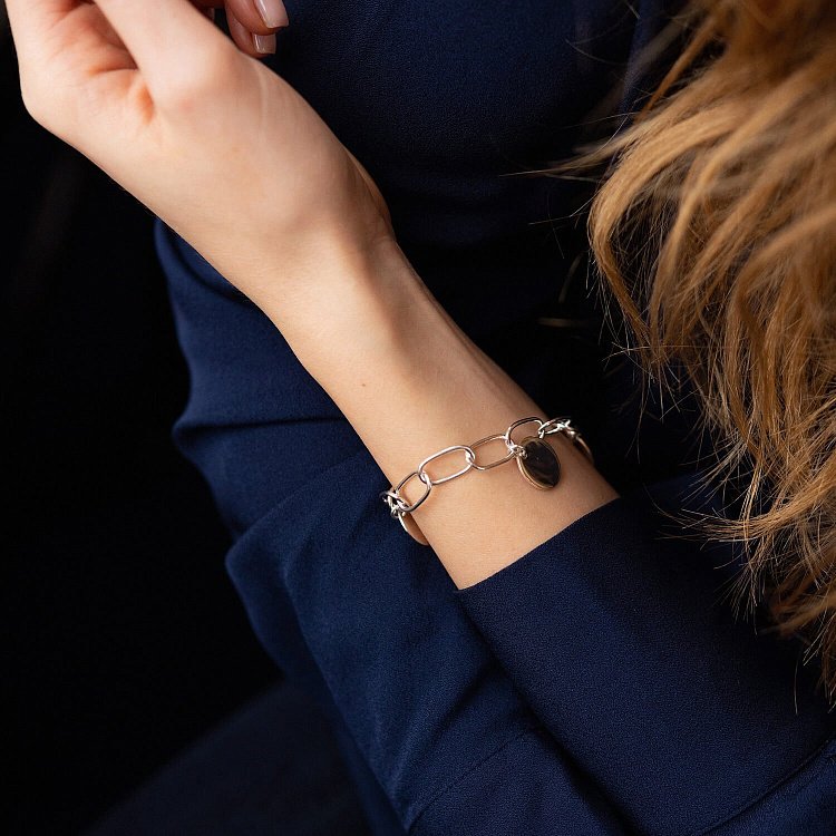 Срібний браслет "Ланцюжок з монетками" (можливе гравіювання) 141626 від ювелірного магазину Онікс - 3