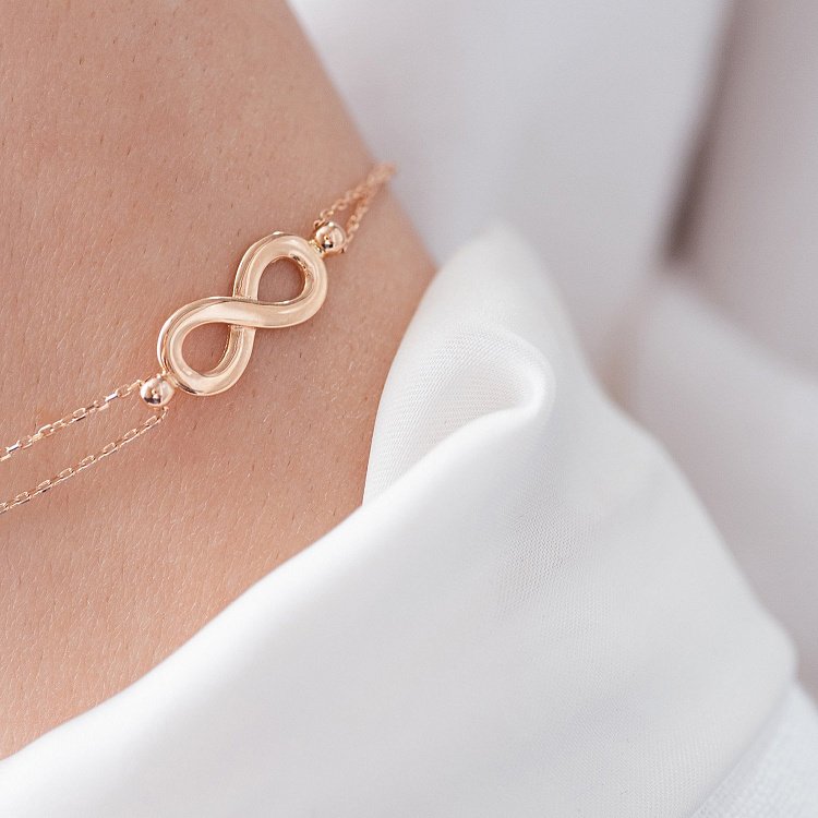 Браслет "Бесконечность" в красном золоте б05084 от ювелирного магазина Оникс - 3