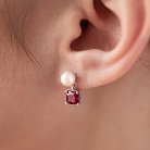 Золоті сережки - пусети "Альма" (рожеві фіаніти, перли) с08247 от ювелирного магазина Оникс - 5