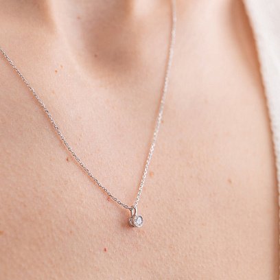 Кольє у білому золоті з діамантом 718891121 №6