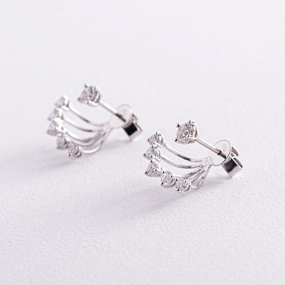 Золоті сережки - джекети з діамантами сб0362nl №2