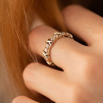 Кольцо "Rosie" с фианитами (красное, белое золото) к08191 №6