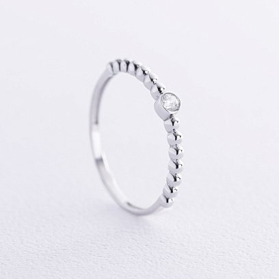 Кольцо "Stephanie" с фианитом (белое золото) к07971