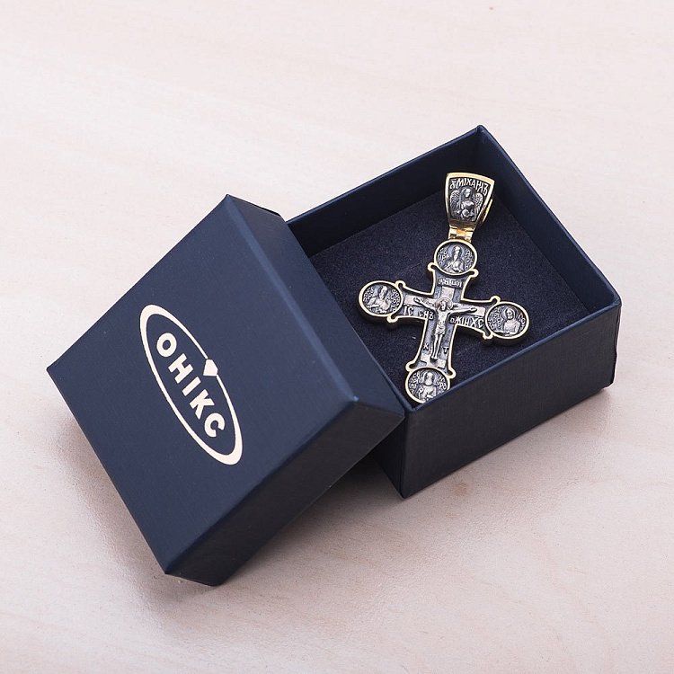 Православный крест (чернение,позолота) 131789 от ювелирного магазина Оникс - 2